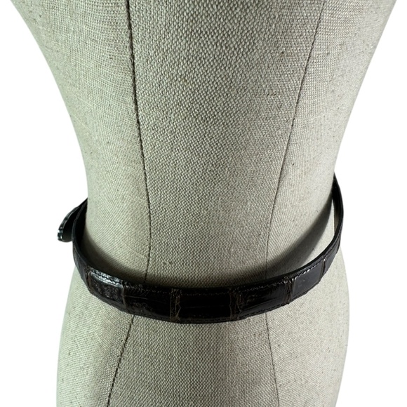 Vintage VICENZA Sport Blue Leather belt with Alligator texture Unisex Medium 30 main image 8